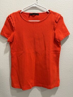 Zara Bright Orange Short Sleeve Knit Tee